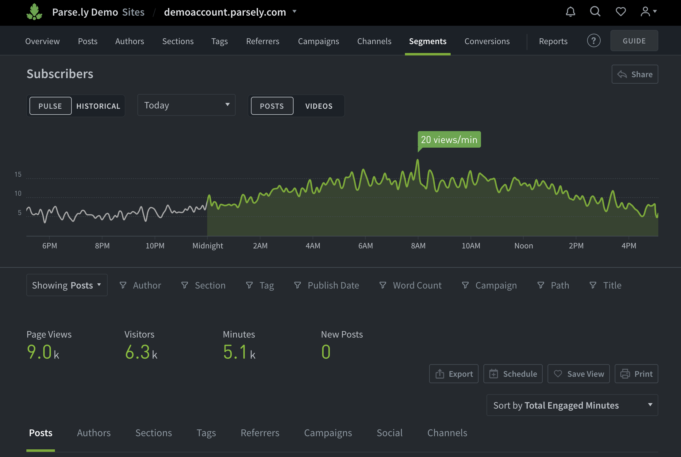 The segment details page.